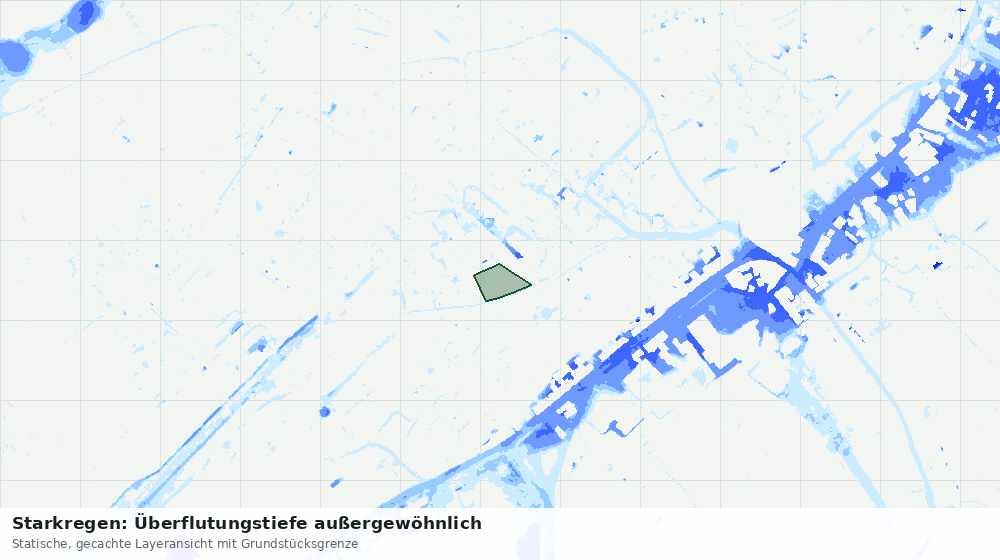 Statische Kartenansicht: Starkregen: Überflutungstiefe außergewöhnlich