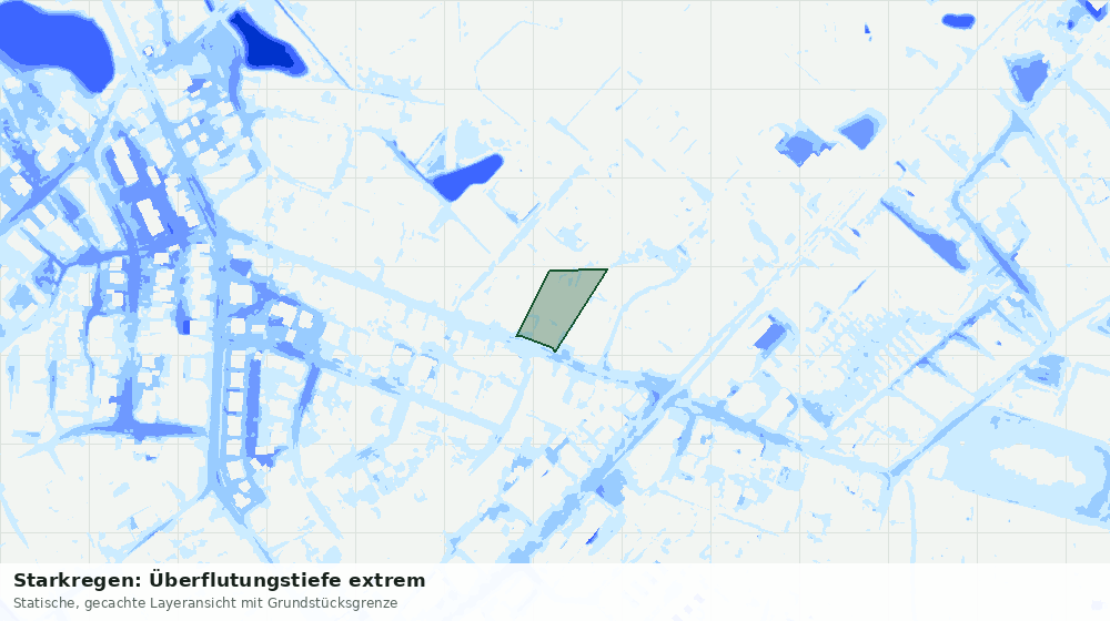 Statische Kartenansicht: Starkregen: Überflutungstiefe extrem