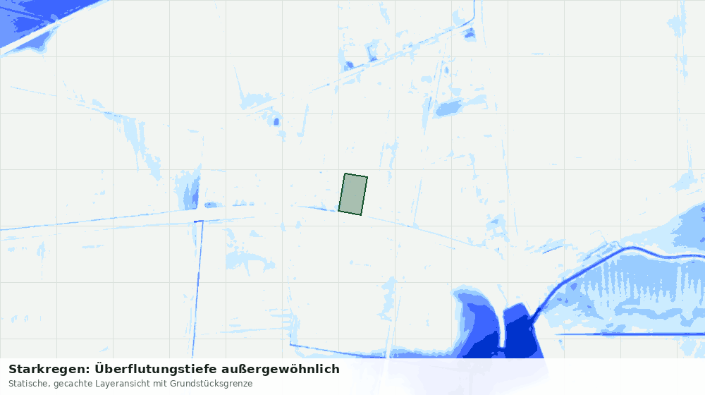 Statische Kartenansicht: Starkregen: Überflutungstiefe außergewöhnlich