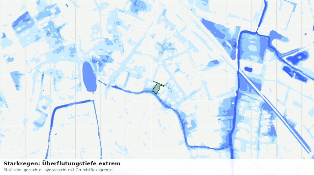 Statische Kartenansicht: Starkregen: Überflutungstiefe extrem
