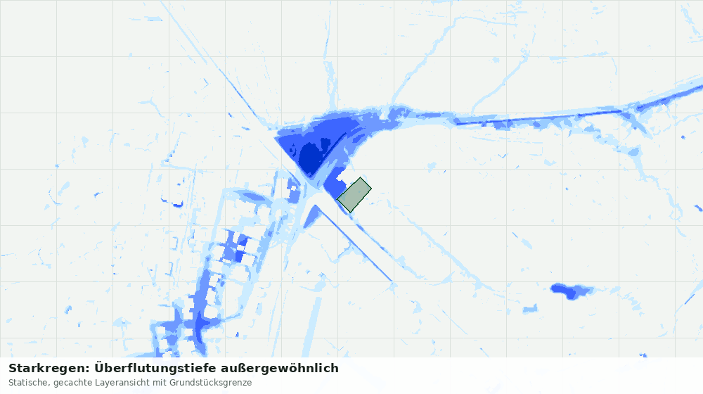 Statische Kartenansicht: Starkregen: Überflutungstiefe außergewöhnlich