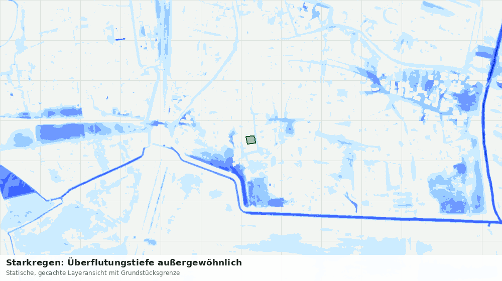 Statische Kartenansicht: Starkregen: Überflutungstiefe außergewöhnlich