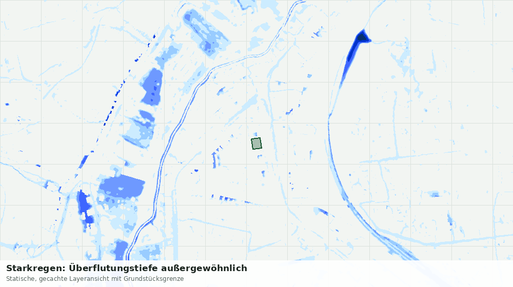 Statische Kartenansicht: Starkregen: Überflutungstiefe außergewöhnlich
