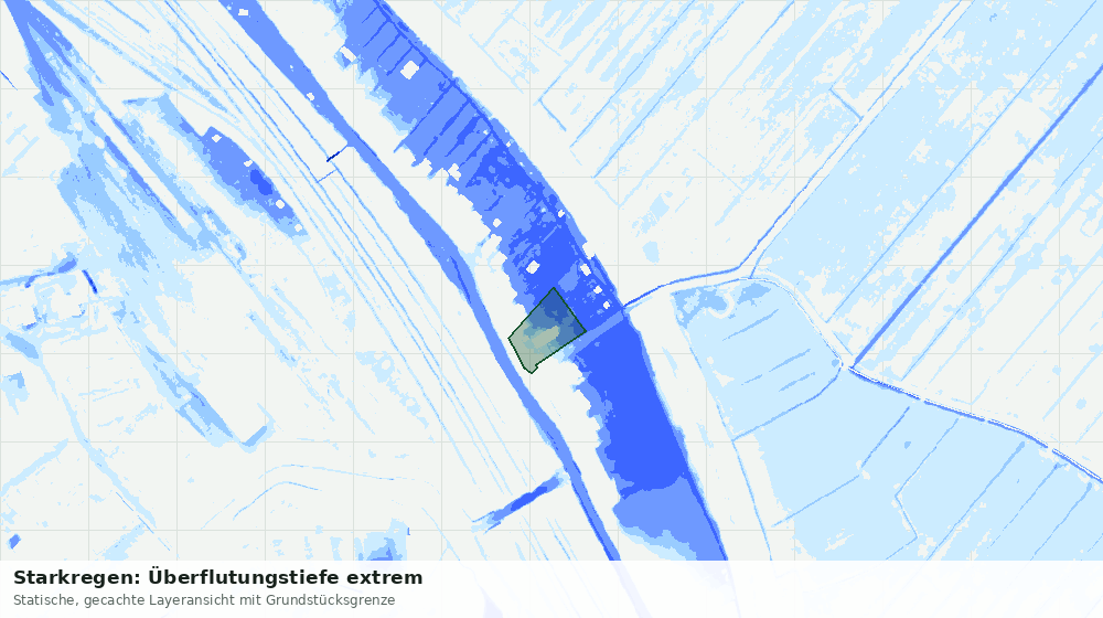 Statische Kartenansicht: Starkregen: Überflutungstiefe extrem