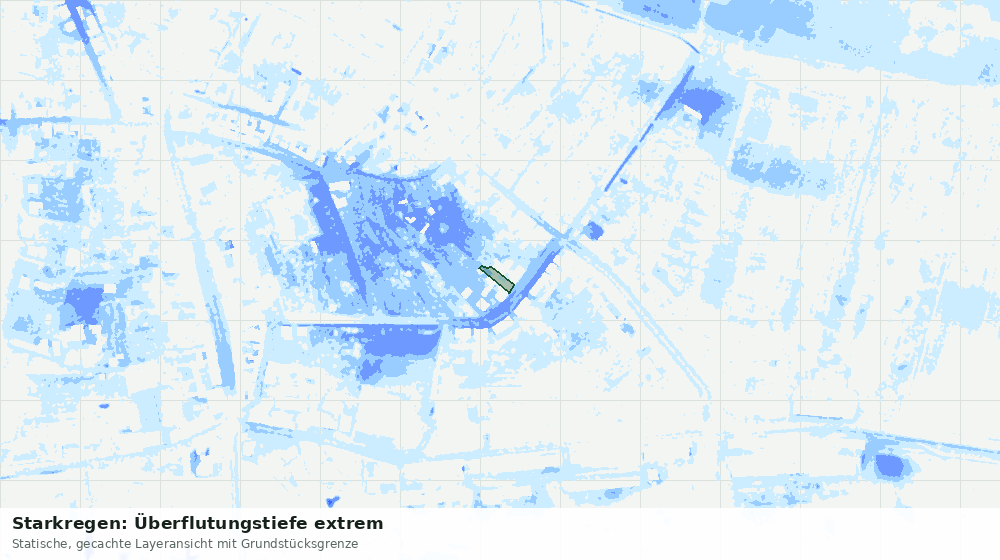 Statische Kartenansicht: Starkregen: Überflutungstiefe extrem