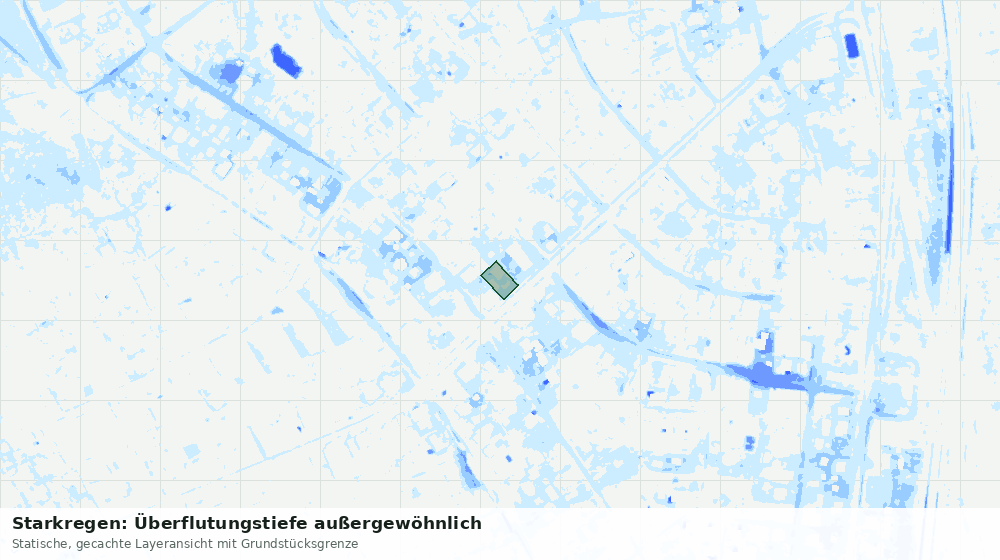 Statische Kartenansicht: Starkregen: Überflutungstiefe außergewöhnlich