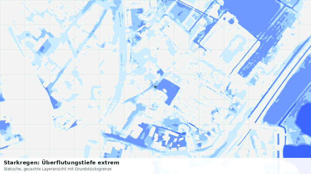 Statische Kartenansicht: Starkregen: Überflutungstiefe extrem