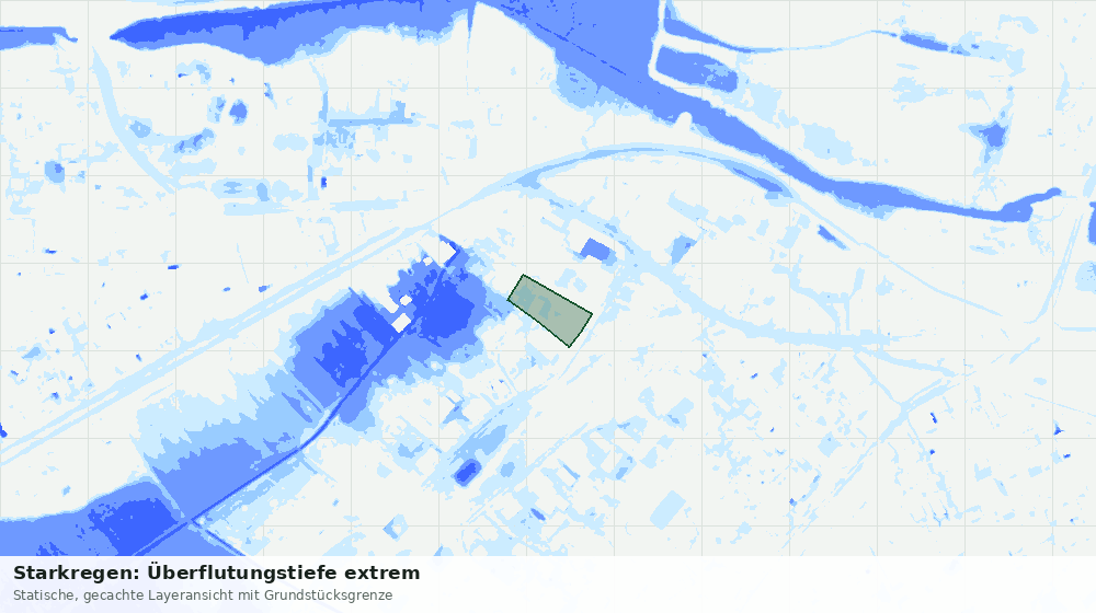 Statische Kartenansicht: Starkregen: Überflutungstiefe extrem