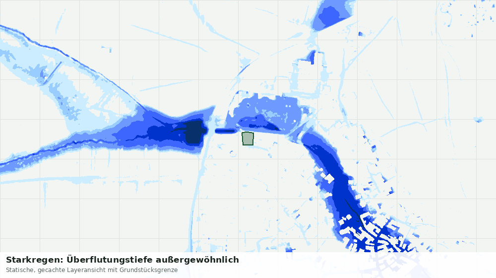 Statische Kartenansicht: Starkregen: Überflutungstiefe außergewöhnlich