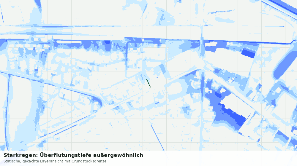 Statische Kartenansicht: Starkregen: Überflutungstiefe außergewöhnlich