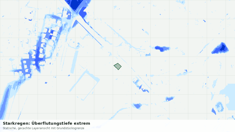 Statische Kartenansicht: Starkregen: Überflutungstiefe extrem