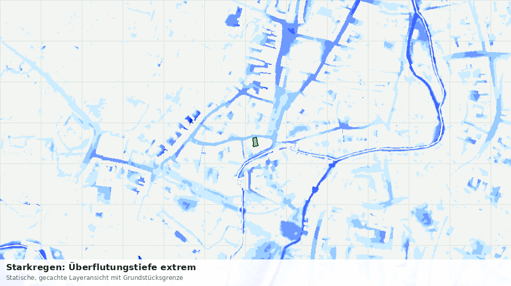 Statische Kartenansicht: Starkregen: Überflutungstiefe extrem
