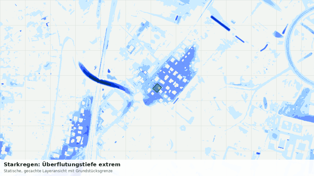 Statische Kartenansicht: Starkregen: Überflutungstiefe extrem