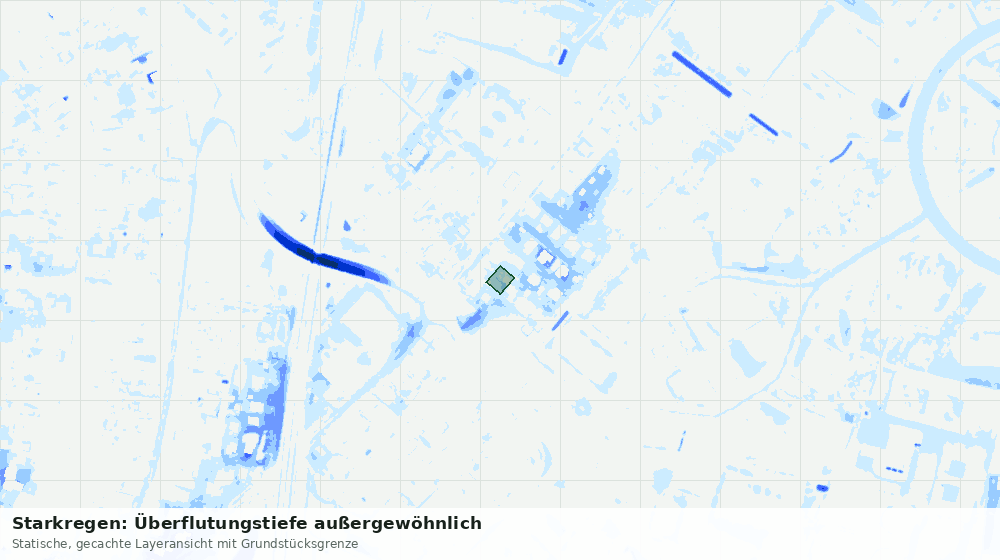 Statische Kartenansicht: Starkregen: Überflutungstiefe außergewöhnlich