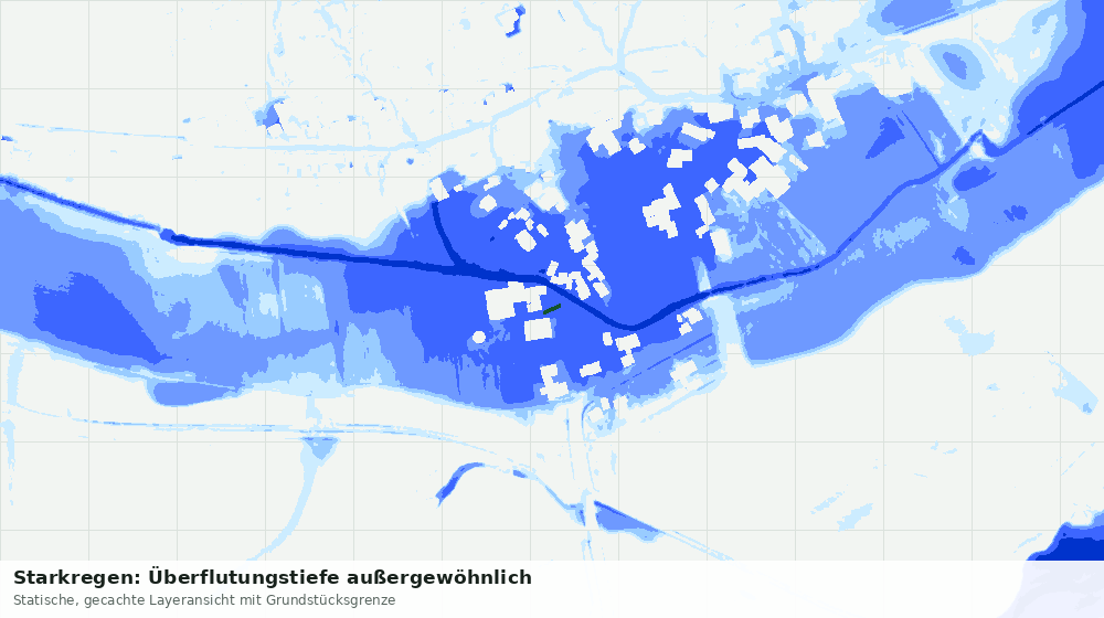 Statische Kartenansicht: Starkregen: Überflutungstiefe außergewöhnlich
