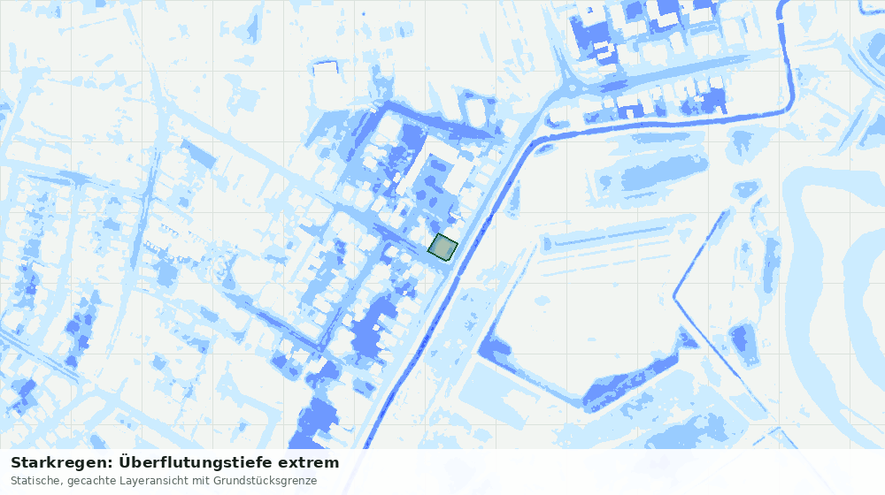 Statische Kartenansicht: Starkregen: Überflutungstiefe extrem