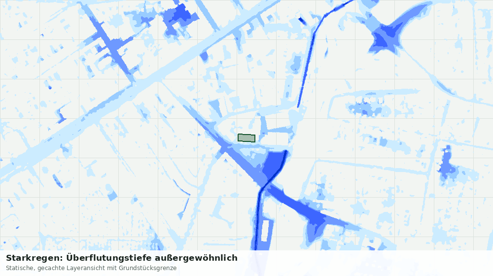 Statische Kartenansicht: Starkregen: Überflutungstiefe außergewöhnlich
