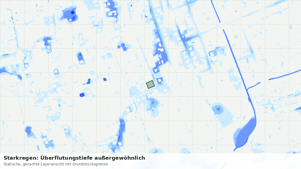 Statische Kartenansicht: Starkregen: Überflutungstiefe außergewöhnlich