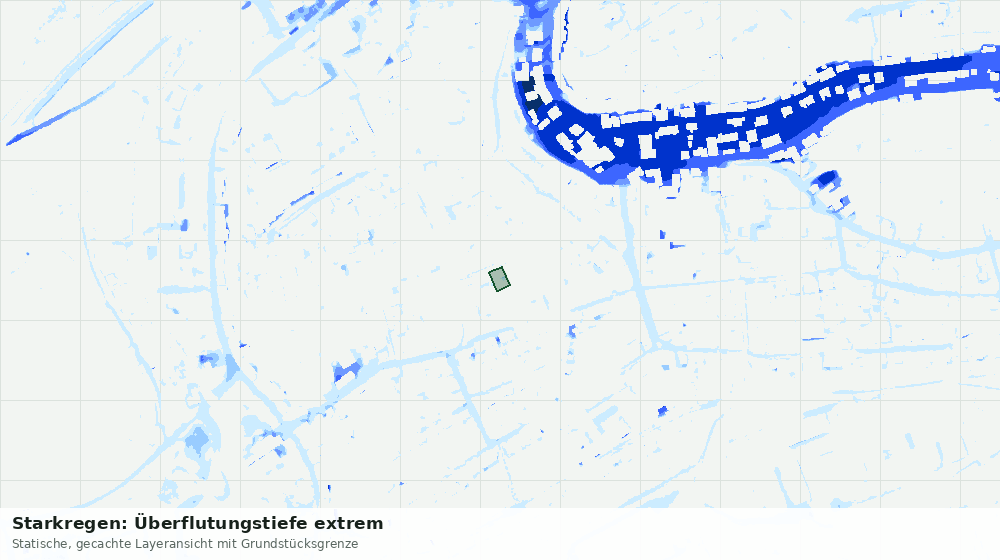 Statische Kartenansicht: Starkregen: Überflutungstiefe extrem