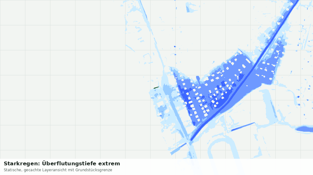 Statische Kartenansicht: Starkregen: Überflutungstiefe extrem
