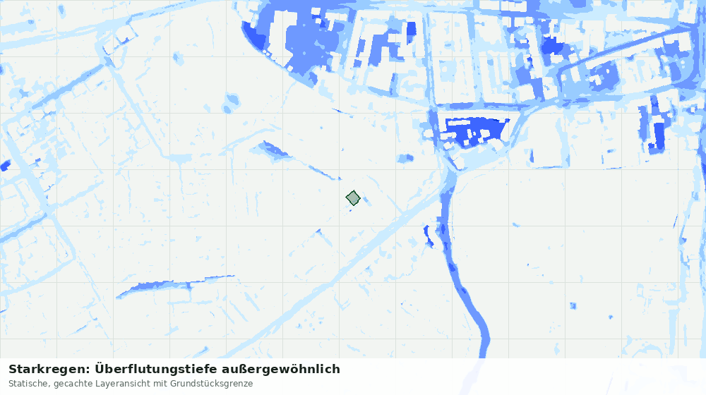 Statische Kartenansicht: Starkregen: Überflutungstiefe außergewöhnlich