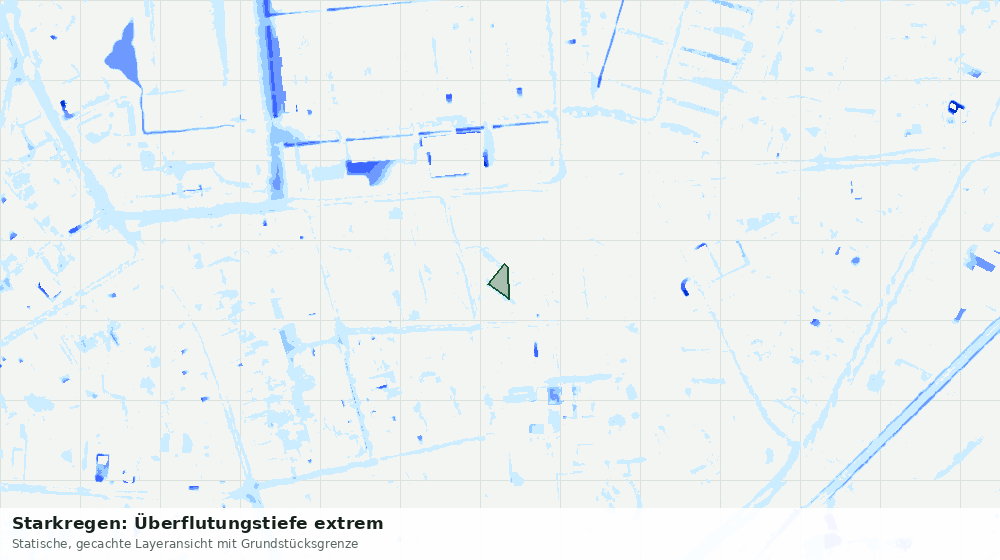 Statische Kartenansicht: Starkregen: Überflutungstiefe extrem
