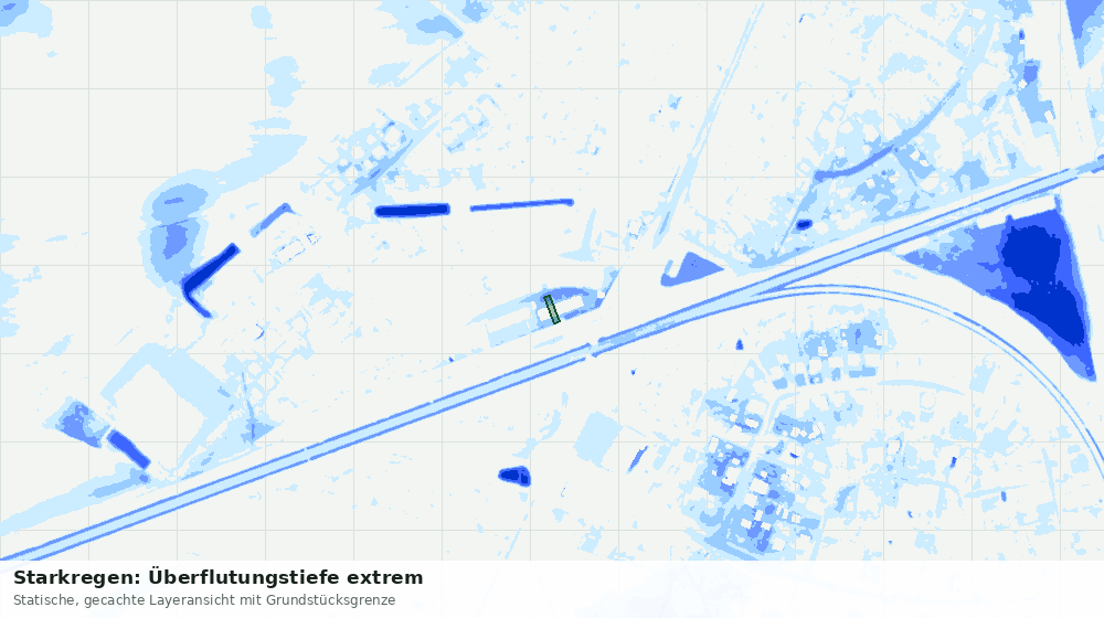 Statische Kartenansicht: Starkregen: Überflutungstiefe extrem