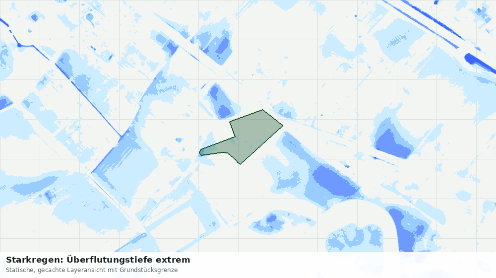 Statische Kartenansicht: Starkregen: Überflutungstiefe extrem