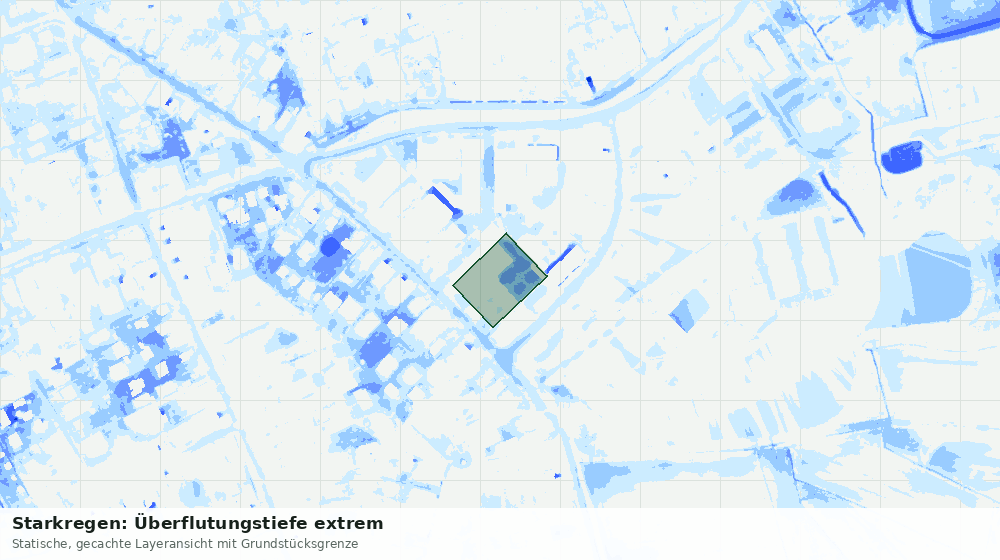 Statische Kartenansicht: Starkregen: Überflutungstiefe extrem