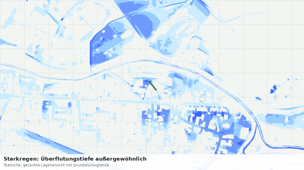 Statische Kartenansicht: Starkregen: Überflutungstiefe außergewöhnlich