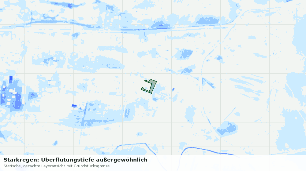 Statische Kartenansicht: Starkregen: Überflutungstiefe außergewöhnlich