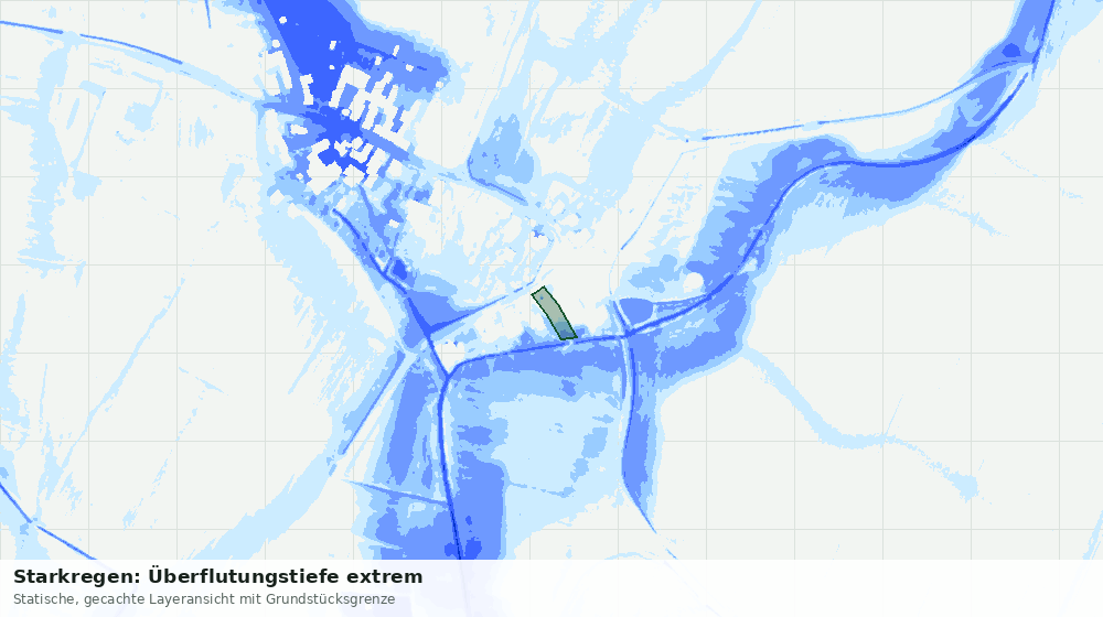 Statische Kartenansicht: Starkregen: Überflutungstiefe extrem