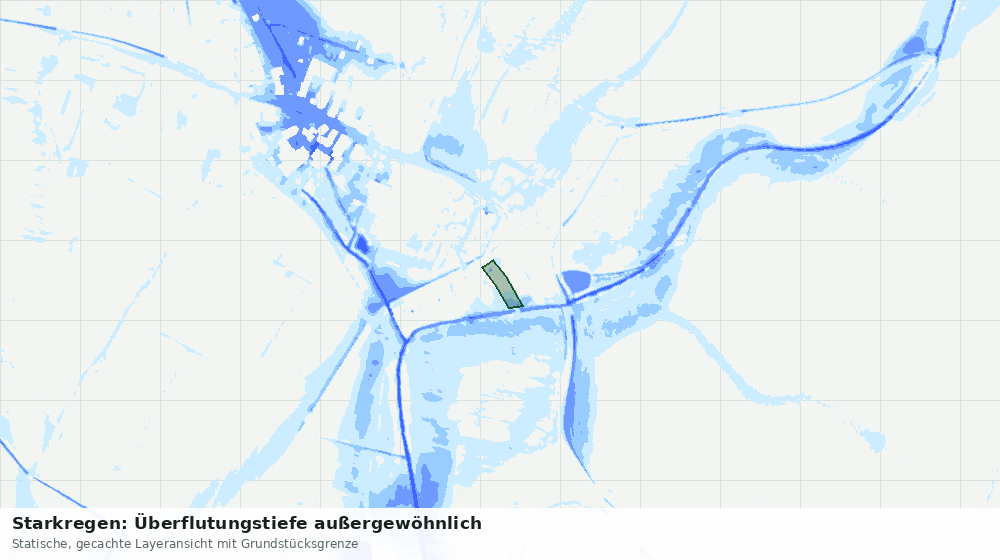 Statische Kartenansicht: Starkregen: Überflutungstiefe außergewöhnlich