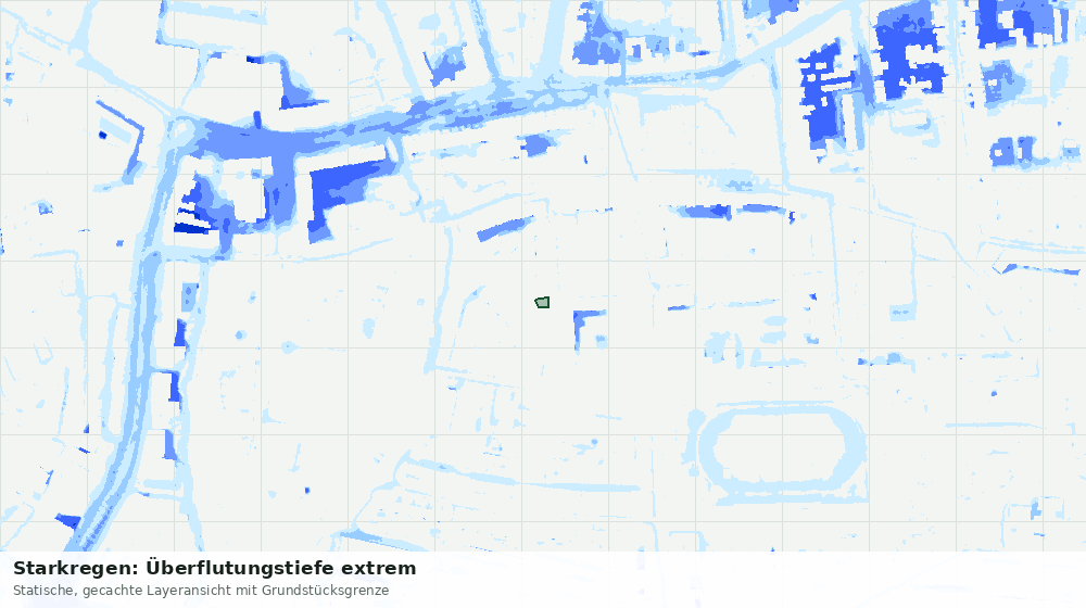 Statische Kartenansicht: Starkregen: Überflutungstiefe extrem