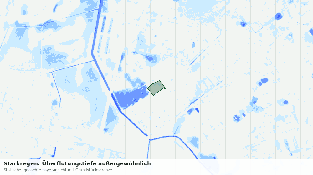 Statische Kartenansicht: Starkregen: Überflutungstiefe außergewöhnlich