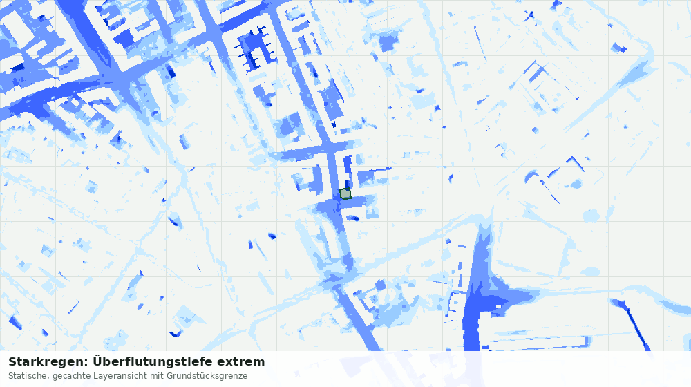 Statische Kartenansicht: Starkregen: Überflutungstiefe extrem