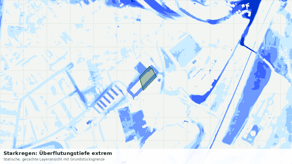 Statische Kartenansicht: Starkregen: Überflutungstiefe extrem