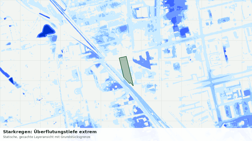 Statische Kartenansicht: Starkregen: Überflutungstiefe extrem