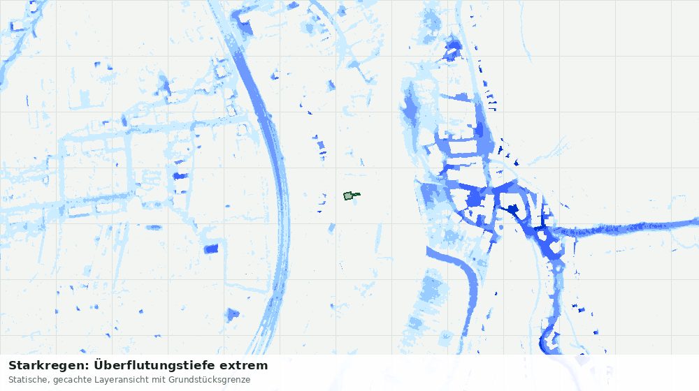 Statische Kartenansicht: Starkregen: Überflutungstiefe extrem