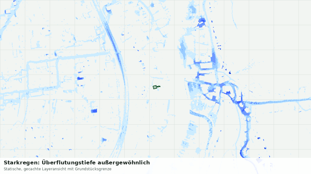 Statische Kartenansicht: Starkregen: Überflutungstiefe außergewöhnlich