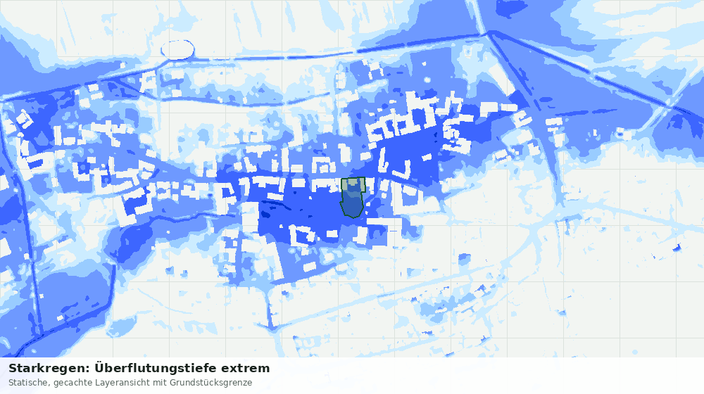 Statische Kartenansicht: Starkregen: Überflutungstiefe extrem