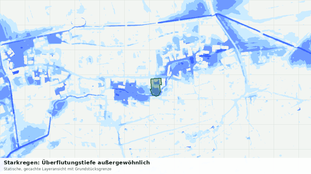 Statische Kartenansicht: Starkregen: Überflutungstiefe außergewöhnlich