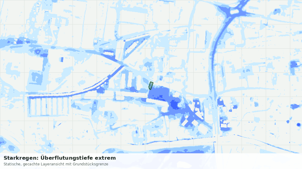 Statische Kartenansicht: Starkregen: Überflutungstiefe extrem