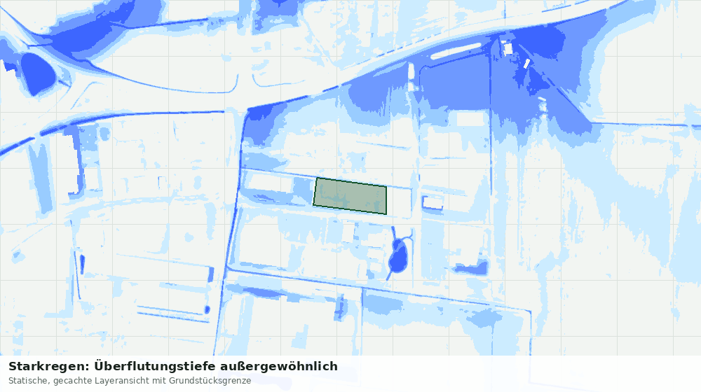 Statische Kartenansicht: Starkregen: Überflutungstiefe außergewöhnlich