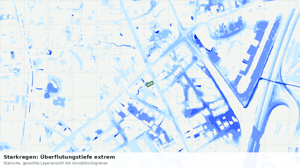 Statische Kartenansicht: Starkregen: Überflutungstiefe extrem