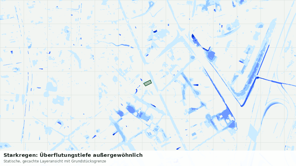 Statische Kartenansicht: Starkregen: Überflutungstiefe außergewöhnlich