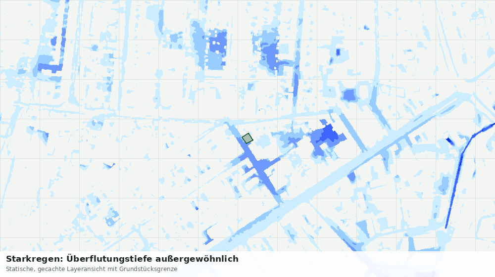 Statische Kartenansicht: Starkregen: Überflutungstiefe außergewöhnlich