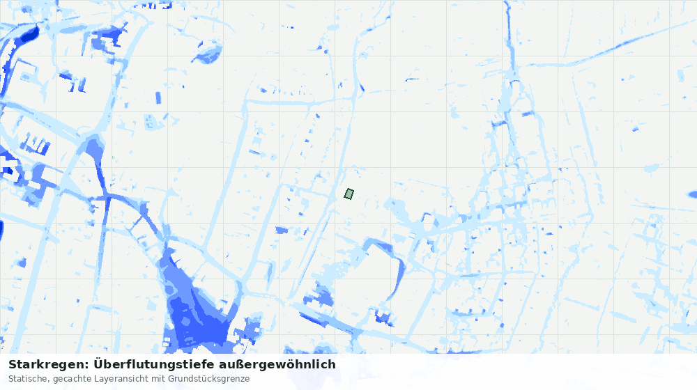 Statische Kartenansicht: Starkregen: Überflutungstiefe außergewöhnlich