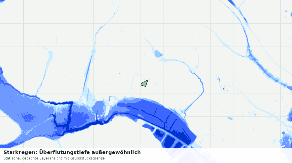 Statische Kartenansicht: Starkregen: Überflutungstiefe außergewöhnlich