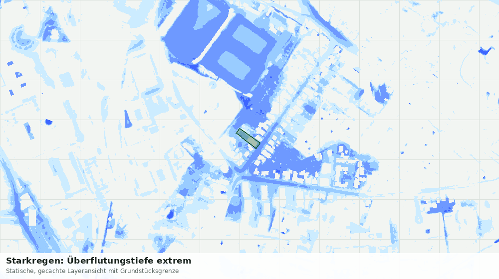 Statische Kartenansicht: Starkregen: Überflutungstiefe extrem